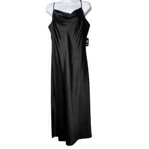 NWT EXPRESS Black Satin Cowl Neck Slik Dress Women's XL Cocktail Luxury